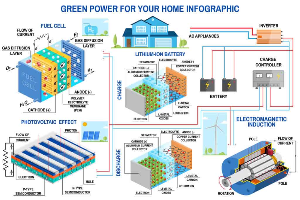 Solar Panel, Fuel Cell And Wind Power Generation System For Home