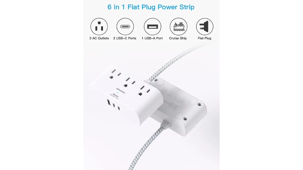 HANYCONY Flat Plug Power Strip 6 Ft Review